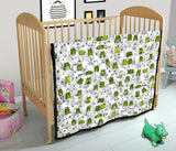 Sketch Funny Frog Pattern Premium Quilt