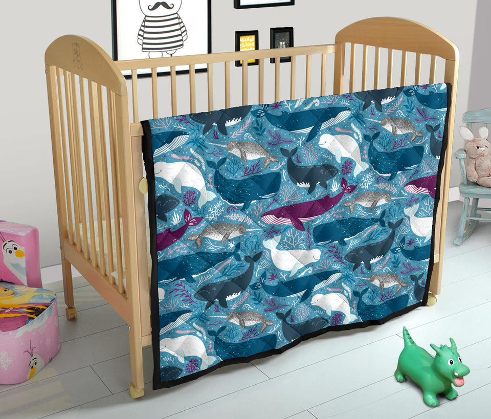 Whale Design Pattern Premium Quilt