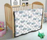 Cute Rhino Heart Pattern Premium Quilt