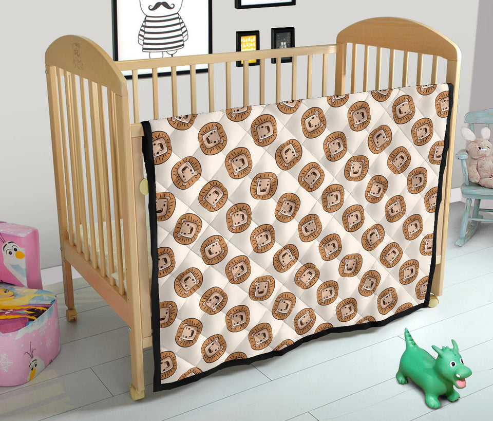 Lion Pattern Print Design 01 Premium Quilt