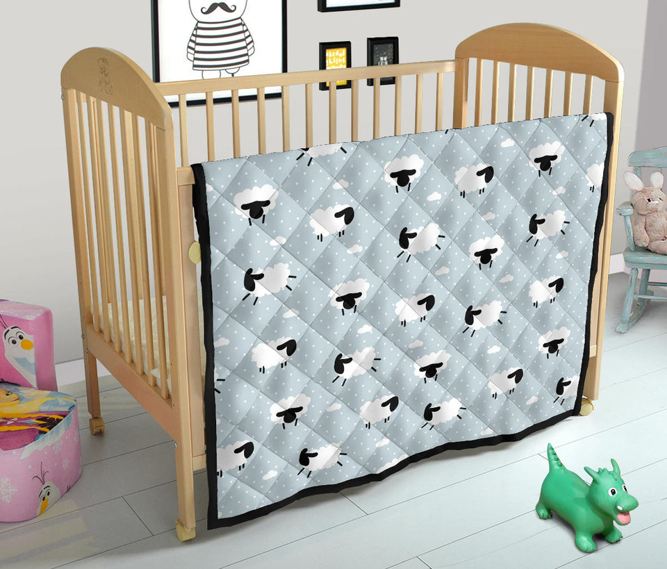 Sheep Polka Dot Cloud Pattern Premium Quilt.