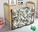 Monkey Sloth Lemur Palm Trees Pattern Premium Quilt