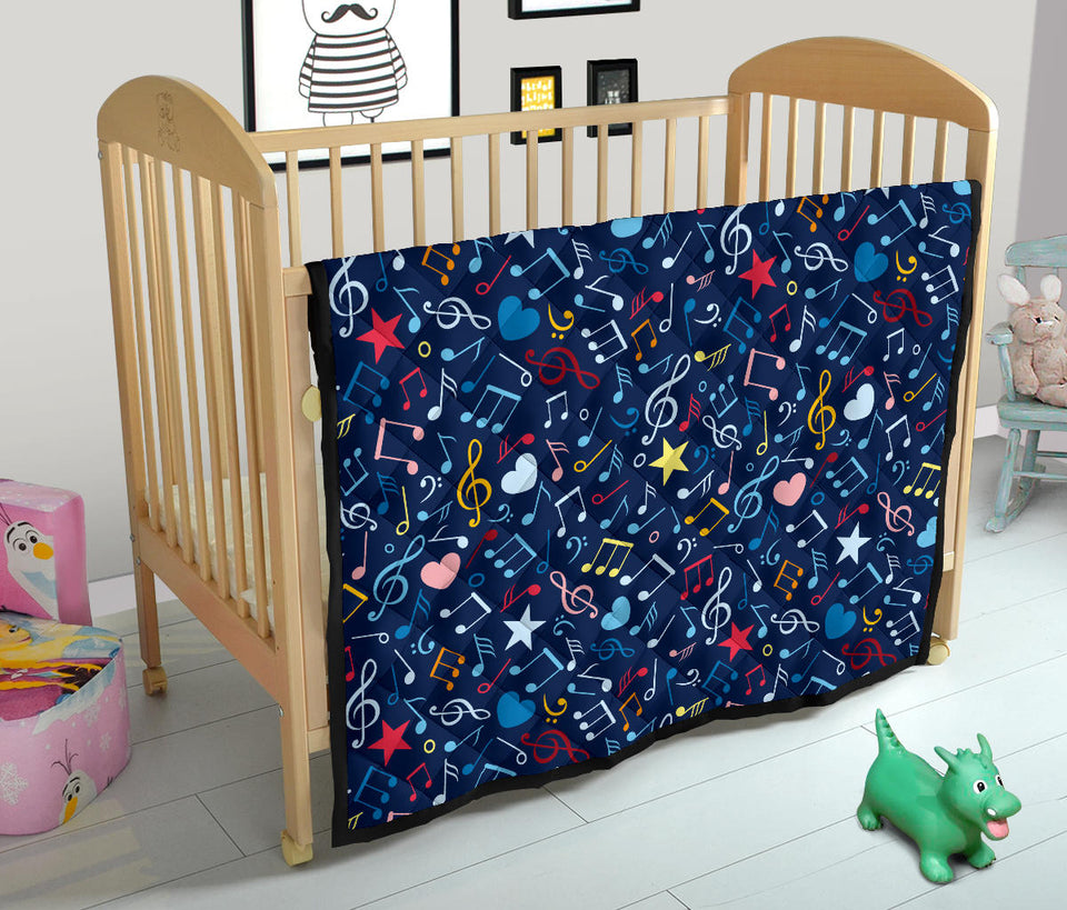 Music Notes Pattern Print Design 03 Premium Quilt