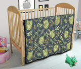 Cute Owls Leaves Pattern Premium Quilt