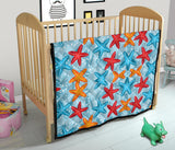 Blue Red Orange Starfish Pattern Premium Quilt