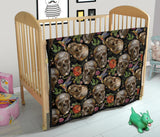 Skull Rose Humming Bird Flower Pattern Premium Quilt.