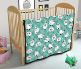 Cute Sheep Green Background Premium Quilt