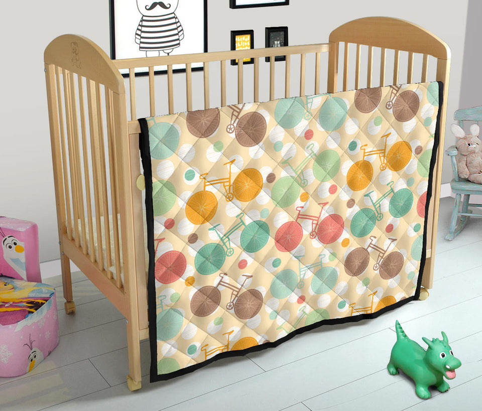 Bicycle Pattern Print Design 01 Premium Quilt
