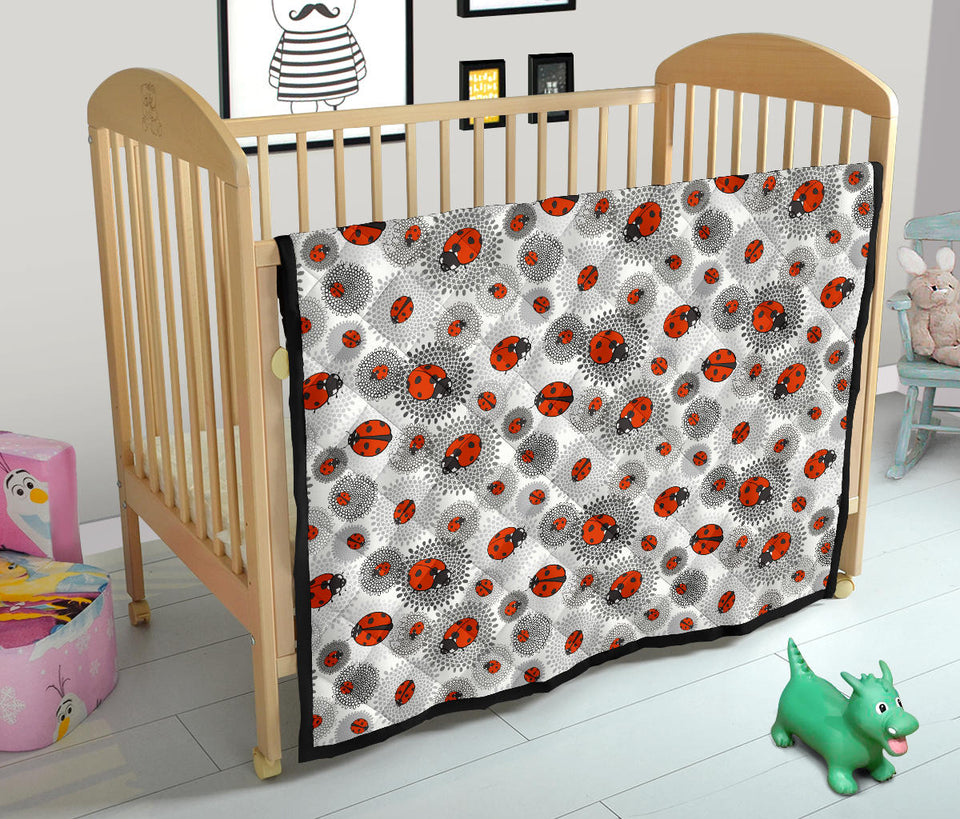Ladybug Pattern Print Design 05 Premium Quilt