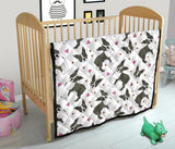 Boston Terrier Dog Hearts Vector Pattern Premium Quilt