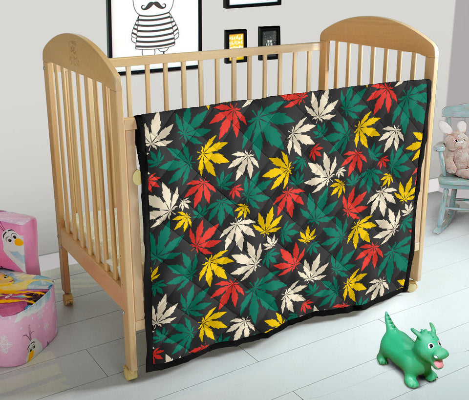 Canabis Marijuana Weed Pattern Print Design 02 Premium Quilt