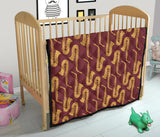 Hand Drawn Gold Saxophone Red Background  Premium Quilt