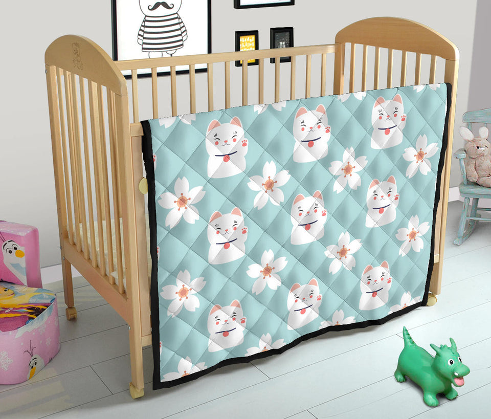 Maneki Neko Lucky Cat Sakura Premium Quilt