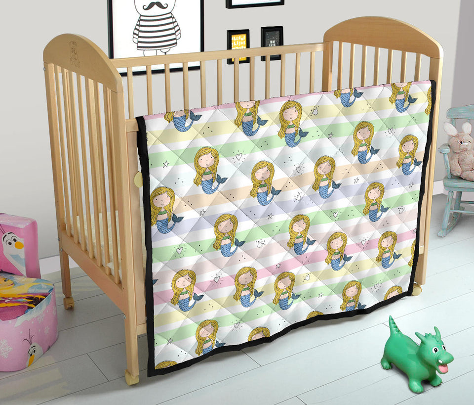 Cute Hand Drawn Mermaid Premium Quilt