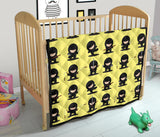 Cute Ninja Yellow Background Premium Quilt