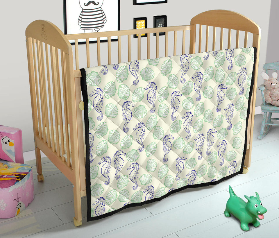 Seahorse Shell Pattern Premium Quilt