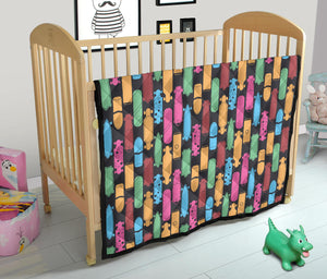 Skate Board Pattern Print Design 02 Premium Quilt