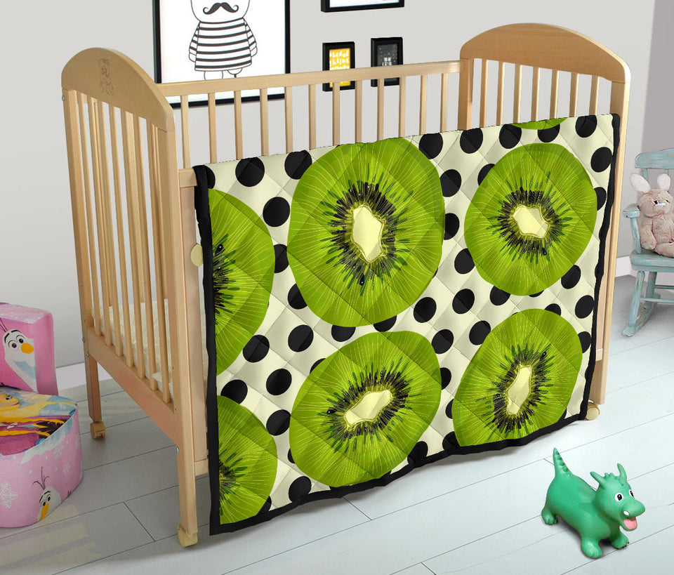 Kiwi Black Dot Background Premium Quilt