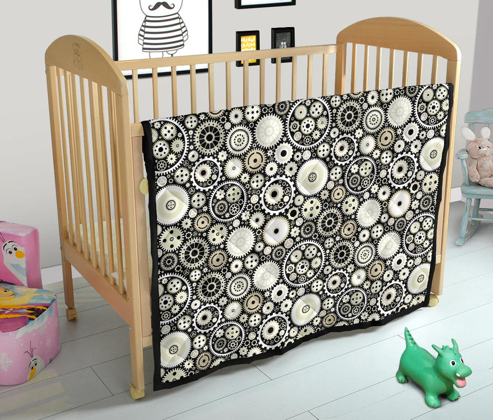 Gear Pattern Print Design 02 Premium Quilt