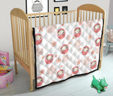 Daruma Japanese Wooden Doll Cherry Blossom Flower Pattern Premium Quilt