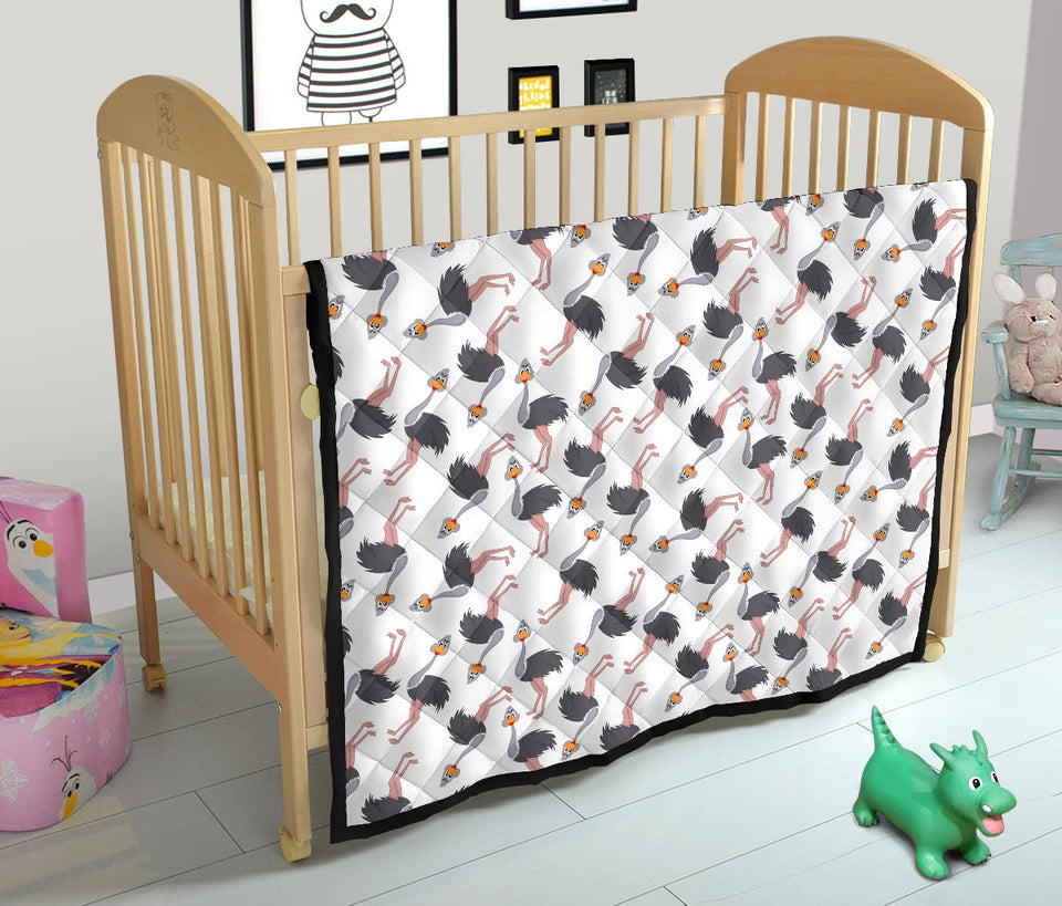 Ostrich Pattern Print Design 02 Premium Quilt