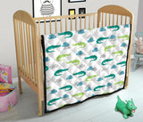 Watercolor Crocodile Pattern Premium Quilt