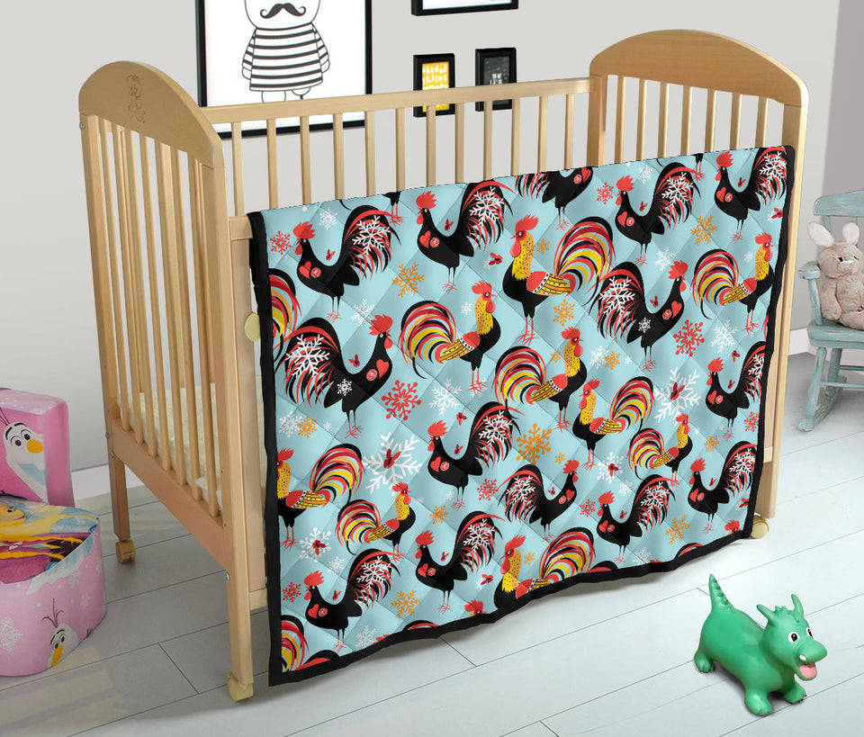 Rooster Chicken Cock Snowfalke Premium Quilt