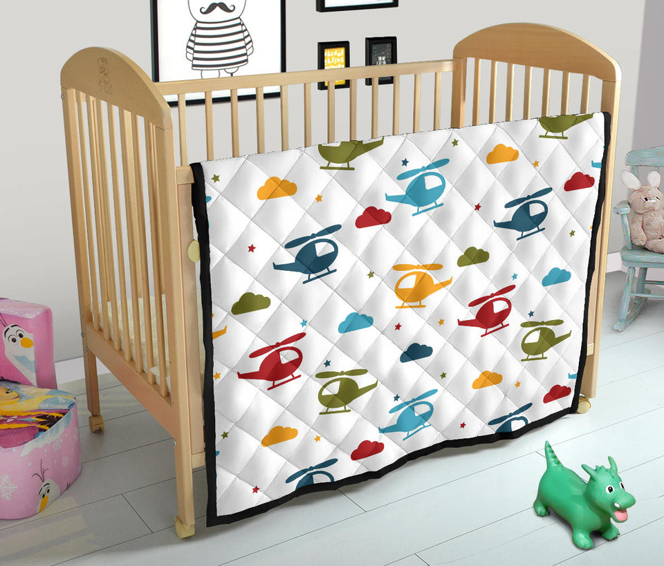 Colorful Helicopter Pattern Premium Quilt