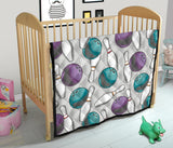 Bowling Ball And Pin Gray Background Premium Quilt