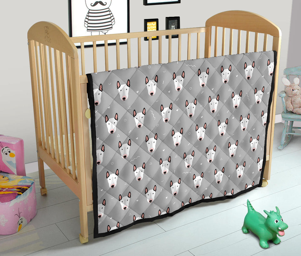 Bull Terrier Pattern Print Design 05 Premium Quilt