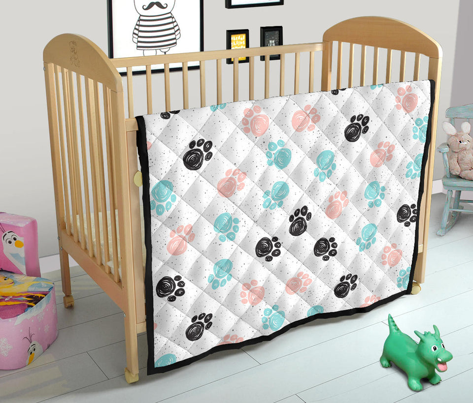 Dog Paws Pattern Print Design 04 Premium Quilt