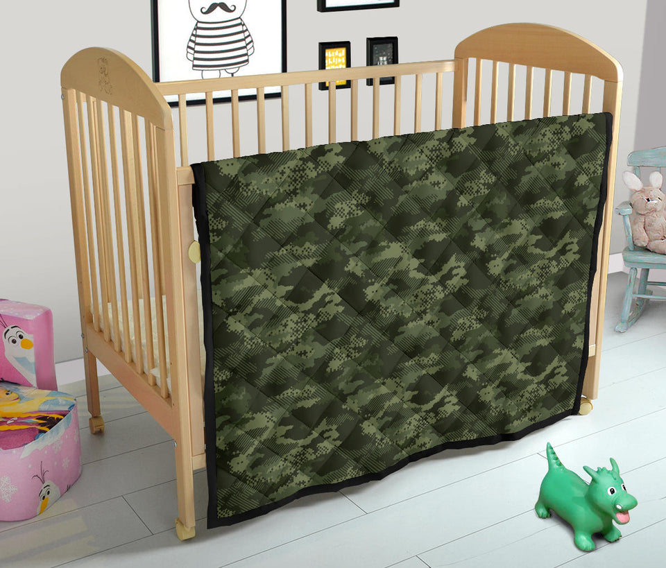 Digital Green Camo Camouflage Pattern Premium Quilt