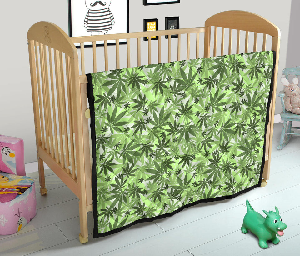 Canabis Marijuana Weed Pattern Print Design 01 Premium Quilt