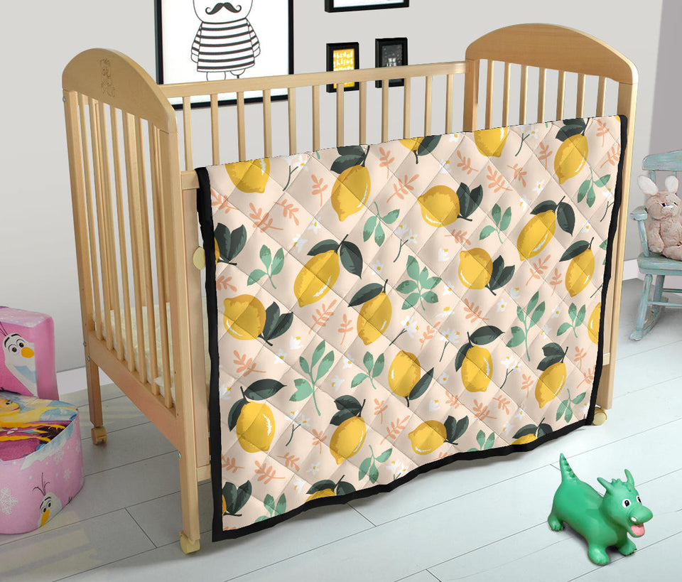 Lemon Flower Leave Pattern Premium Quilt