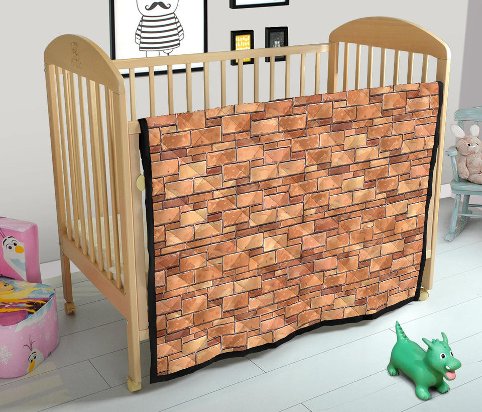 Brick Printed Pattern Print Design 04 Premium Quilt