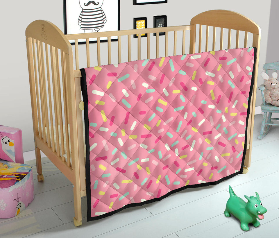 Pink Donut Glaze Candy Pattern Premium Quilt