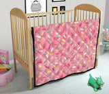 Pink Donut Glaze Candy Pattern Premium Quilt