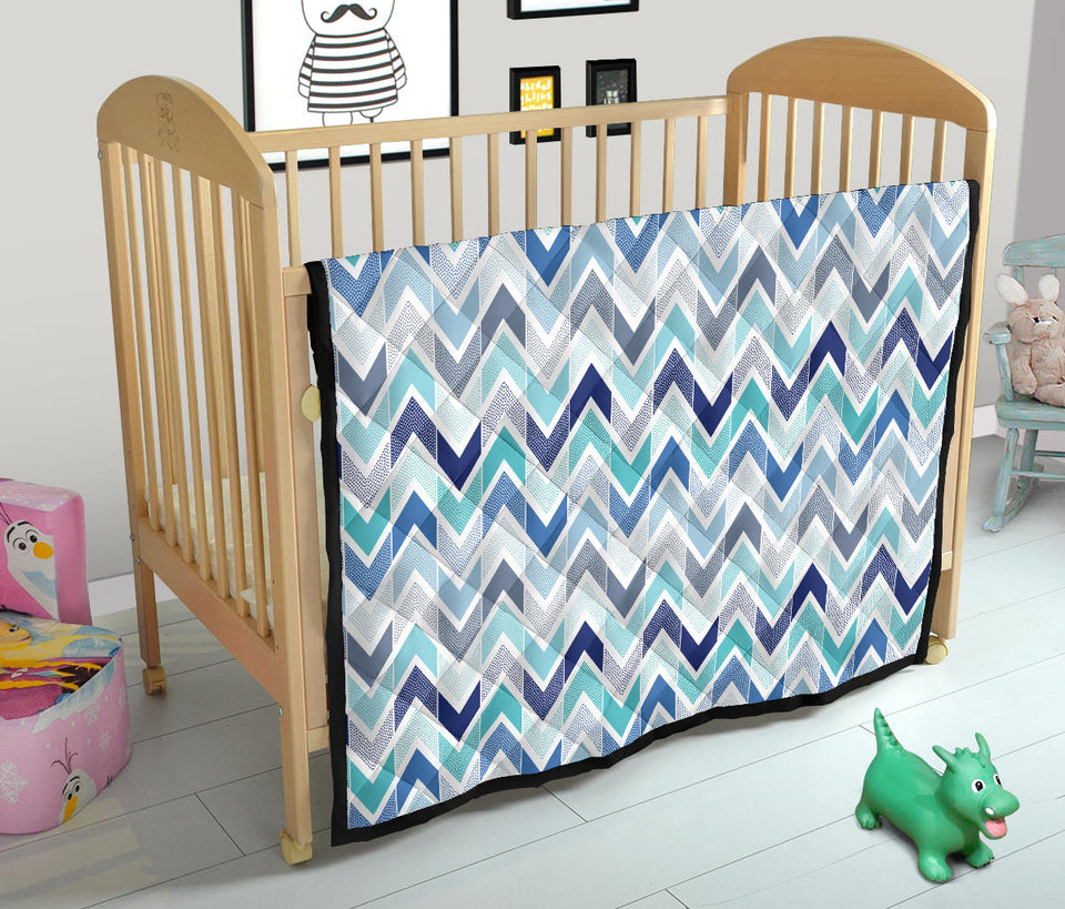 Zigzag  Chevron Blue Pattern Premium Quilt