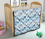 Zigzag  Chevron Blue Pattern Premium Quilt
