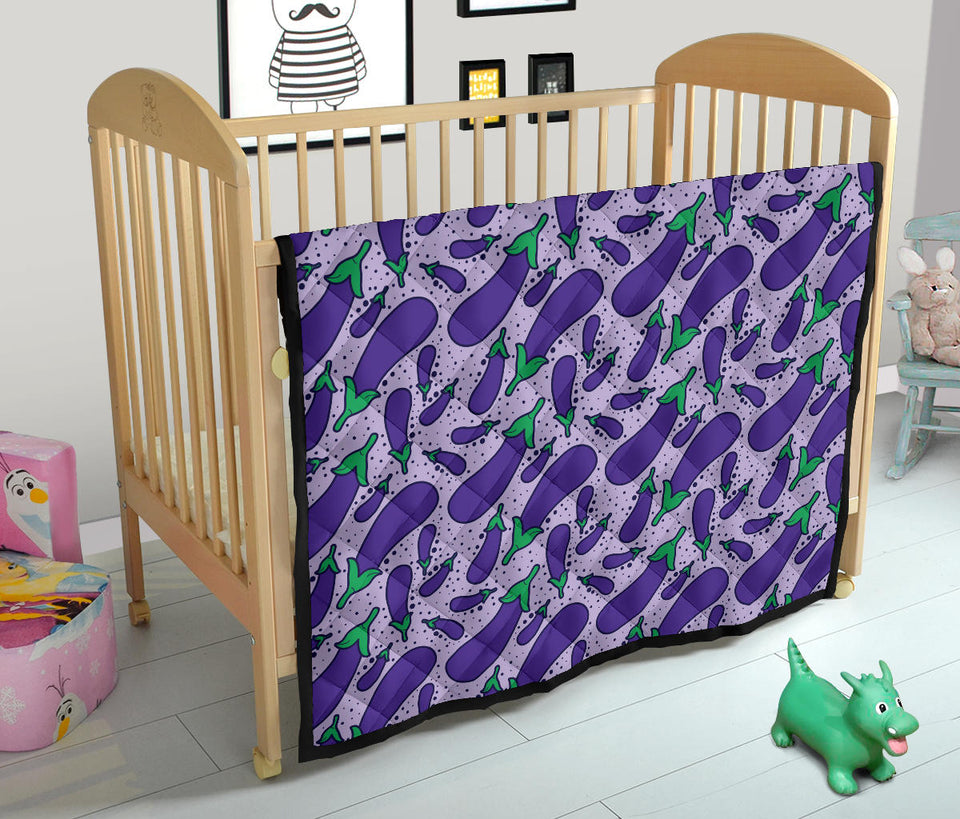 Eggplant Pattern Print Design 03 Premium Quilt