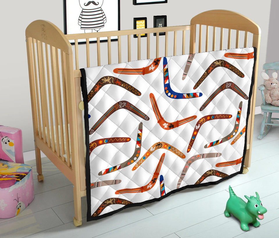 Boomerang Australian Aboriginal Ornament Pattern Premium Quilt