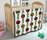 Colorful Apples Leave Zebra Stripe Premium Quilt