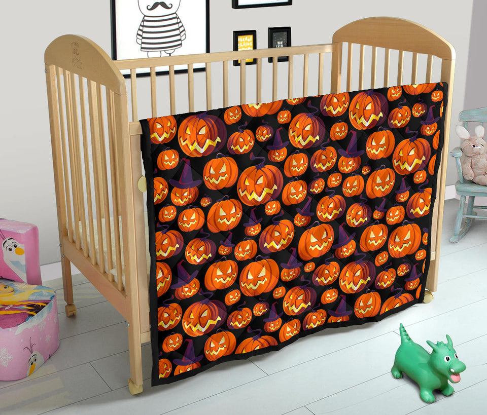 Halloween Pumpkin Pattern Premium Quilt