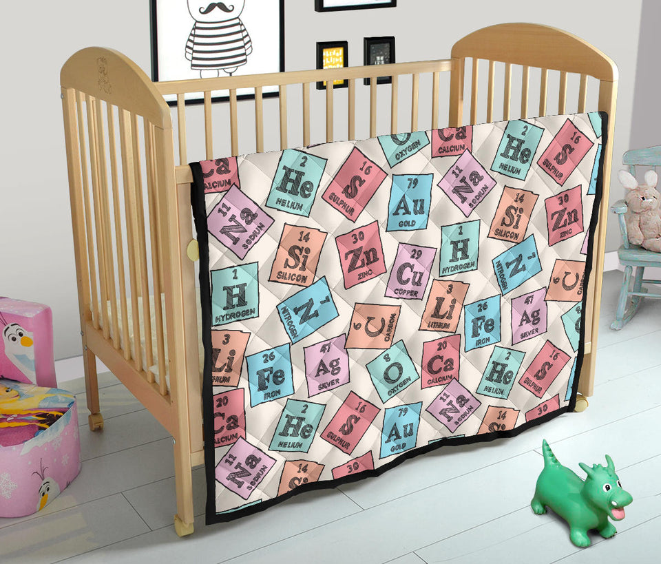 Chemistry Periodic Table Pattern Print Design 02 Premium Quilt