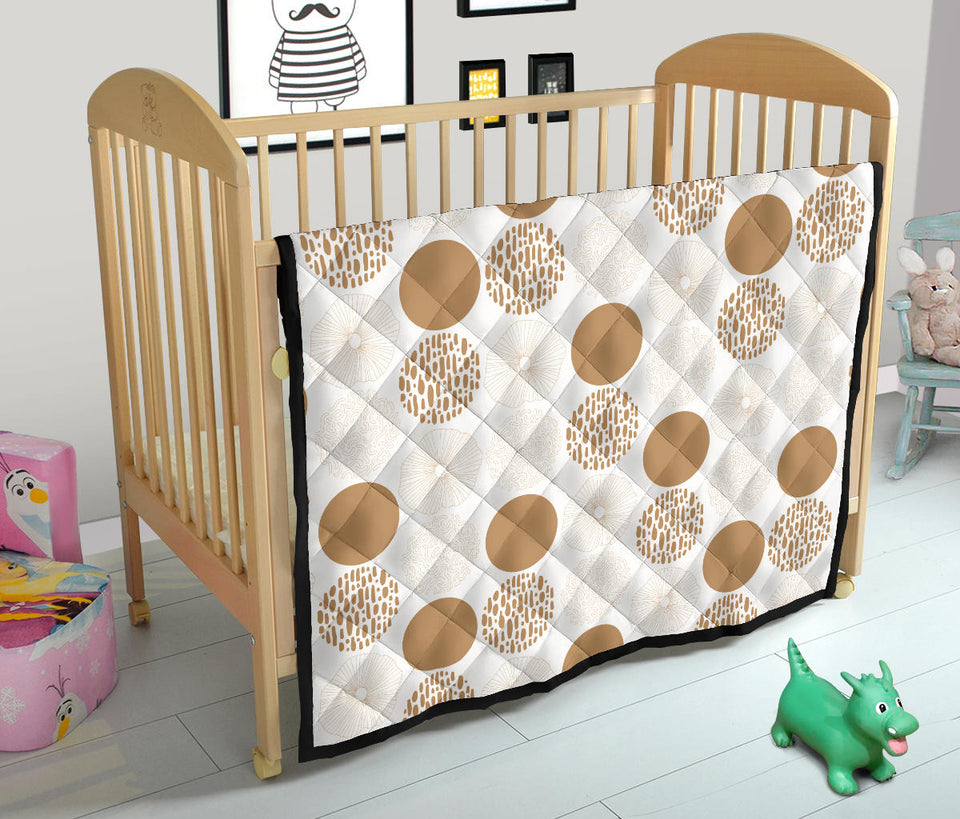 Gold Texture Mushroom Pattern Premium Quilt