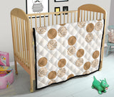 Gold Texture Mushroom Pattern Premium Quilt