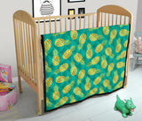 Pineapples Pattern Green Background Premium Quilt