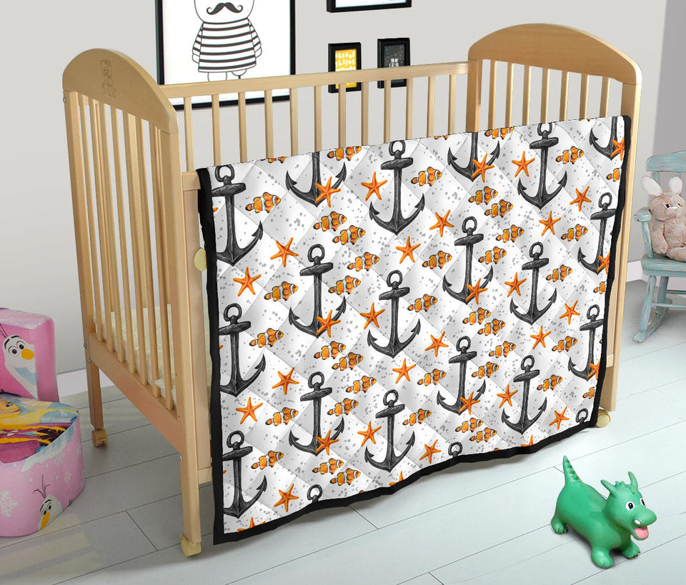 Clown Fish Pattern Print Design 02 Premium Quilt