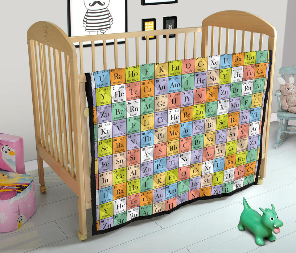 Chemistry Periodic Table Pattern Print Design 01 Premium Quilt