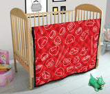 Sushi Pattern Red Background Premium Quilt